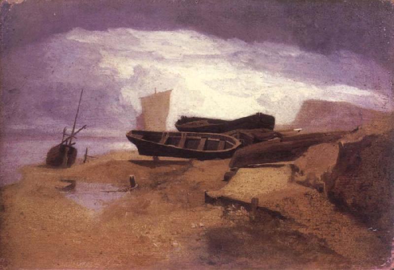 John sell cotman seashore with boats oil painting image